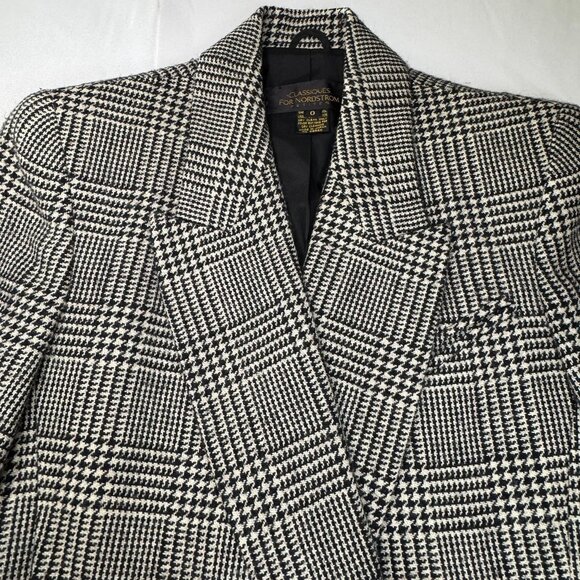 VTG Classiques for Nordstrom Women's Petite Herringbone Size 0 Petite Black Whit - Picture 2 of 8